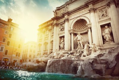 Trevi Fountain in Rome in the sun