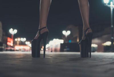 Street prostitute on ultra-high heels in Mexico City's red light district