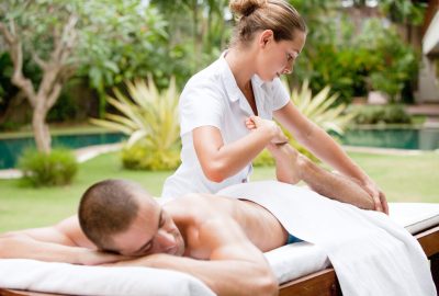 Massage in the garden of a Marbella massage parlour