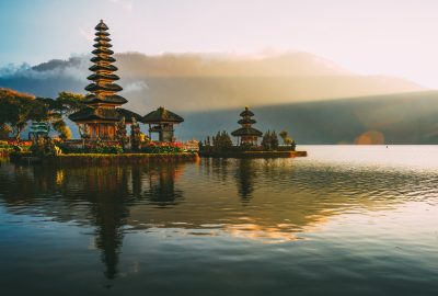 Pura Ulun Danu Beratan temple at Lake Bratan, 50 km from Denpasar