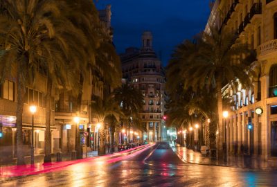 Old street of Valencia at night