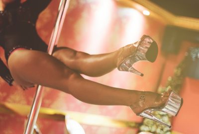 Dancer on pole in Kolkata night club